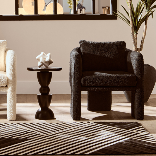 Ayden Black Boucle Fabric Armchair