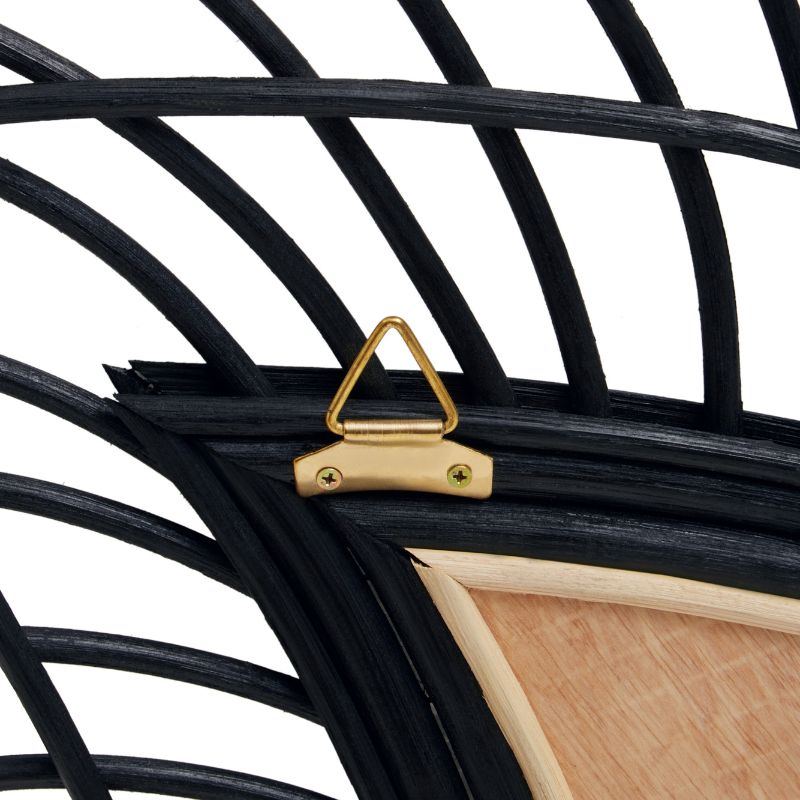 Calla Teardrop Black Rattan Wall Mirror