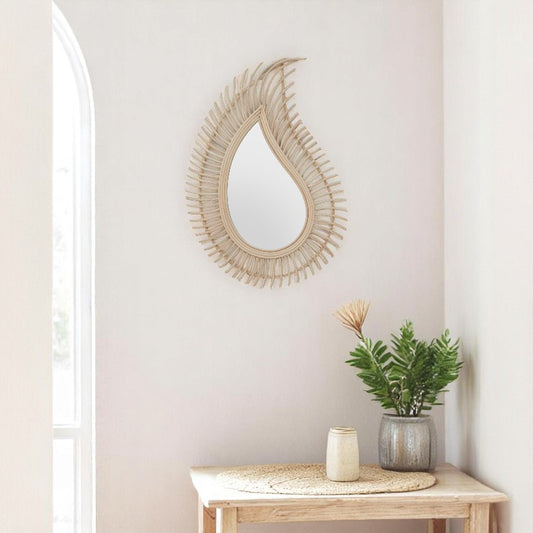 Calla Teardrop Natural Rattan Wall Mirror