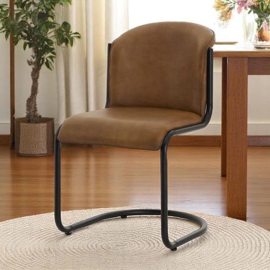 Fitz Curved Leather Dining Chair