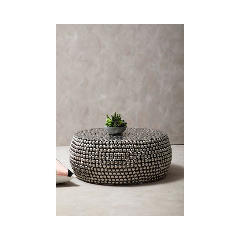 Giulia Silver Finish Beaded Coffee Table