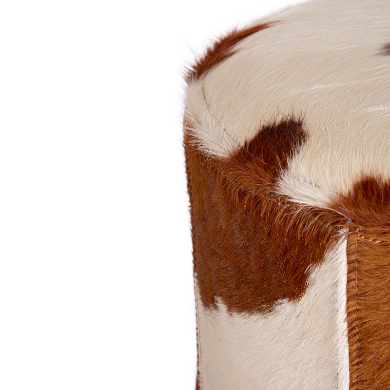 Lancaster Genuine Cowhide Ottoman Brown & White