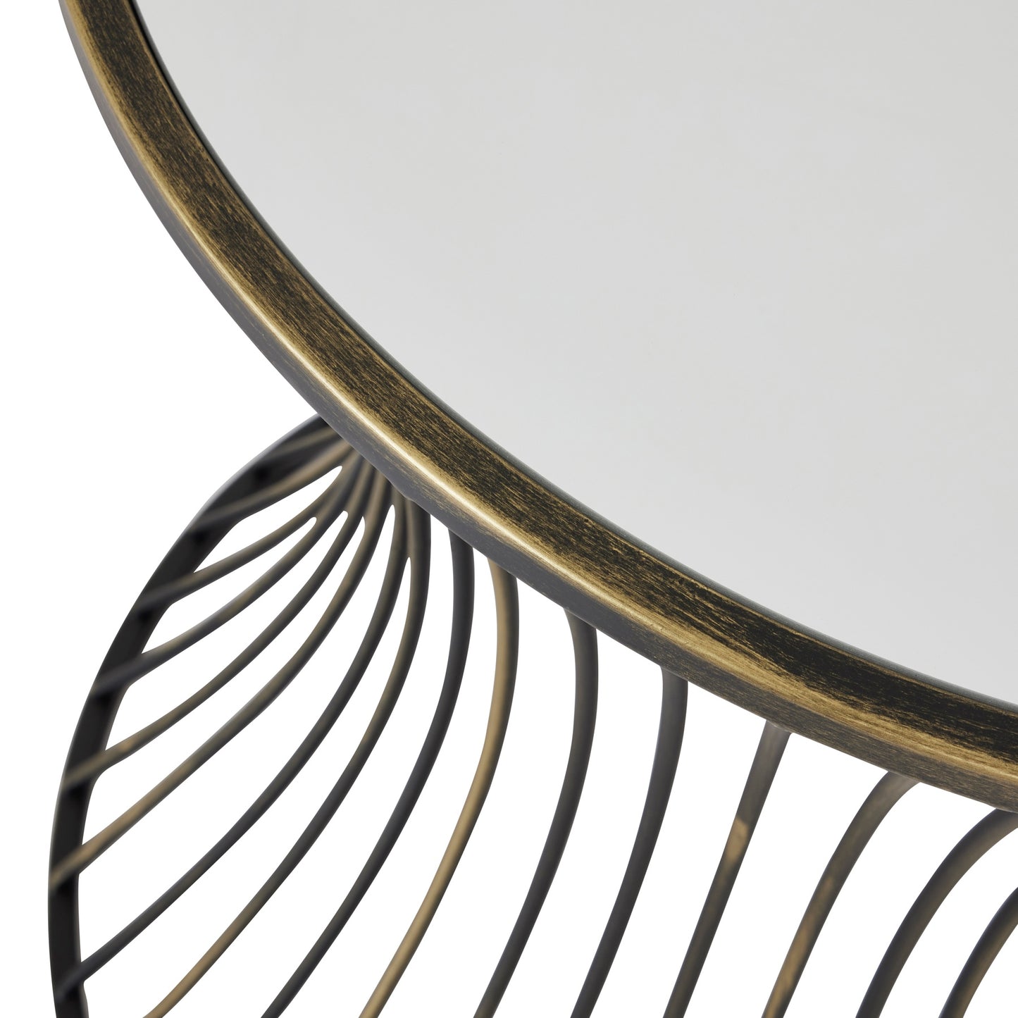 Elegance side table with a gold finish and mirror top