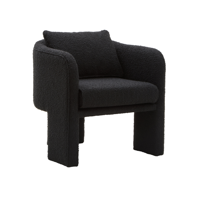 Ayden Black Boucle Fabric Armchair