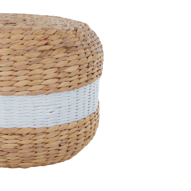 Bea Seagrass Pouffe with White Stripe