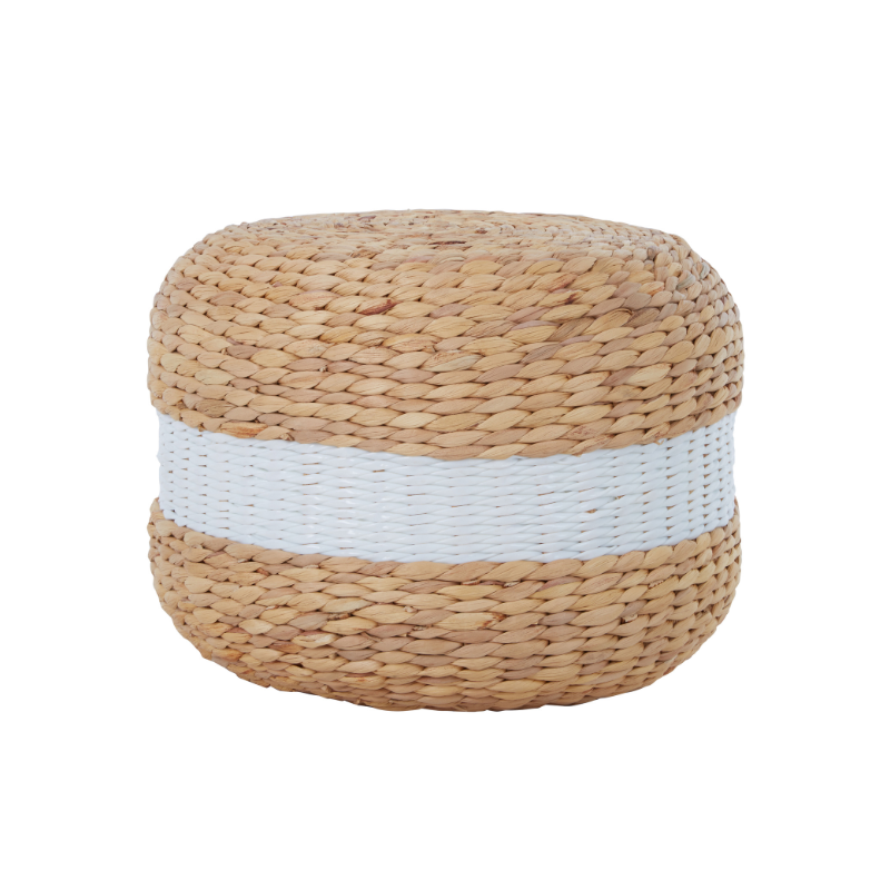 Bea Seagrass Pouffe with White Stripe