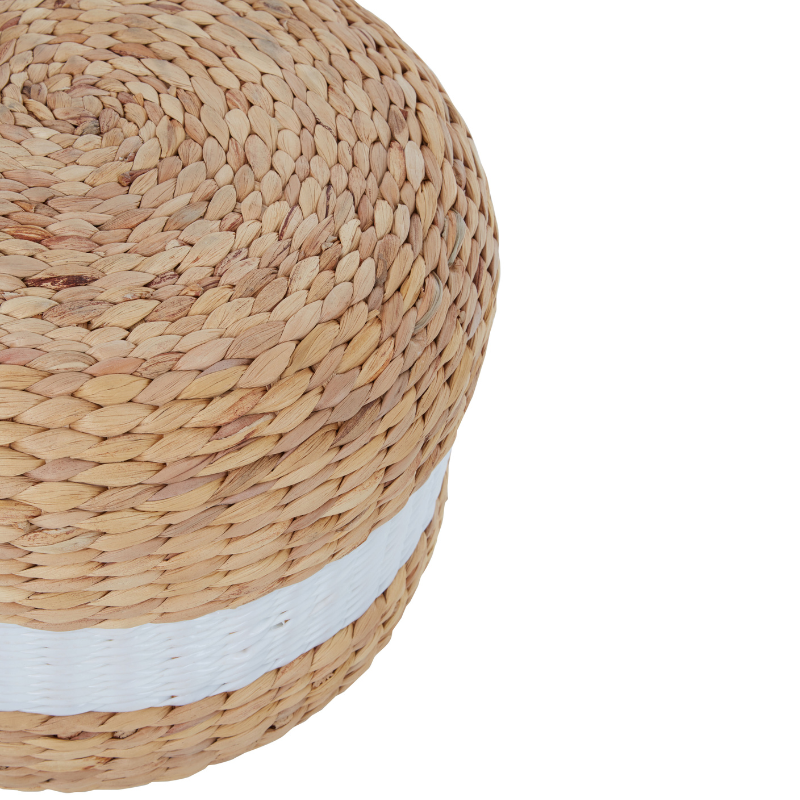 Bea Seagrass Pouffe with White Stripe