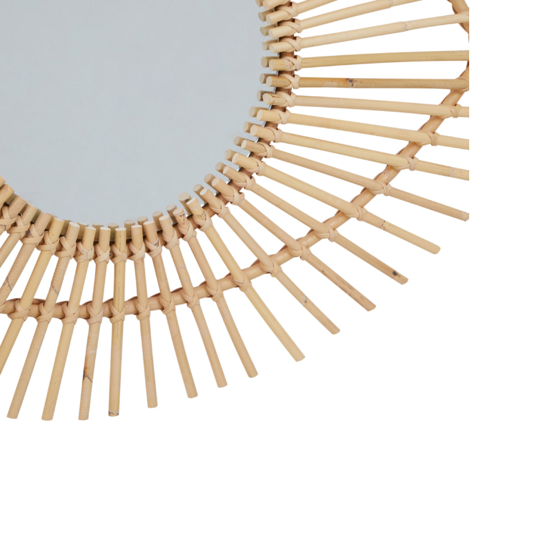 Calla Eye Shape Natural Rattan Wall Mirror