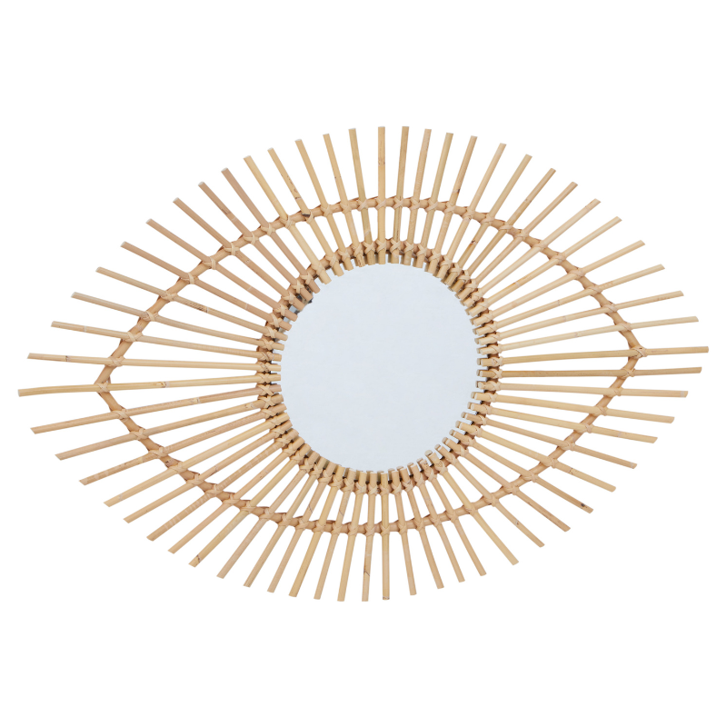 Calla Eye Shape Natural Rattan Wall Mirror