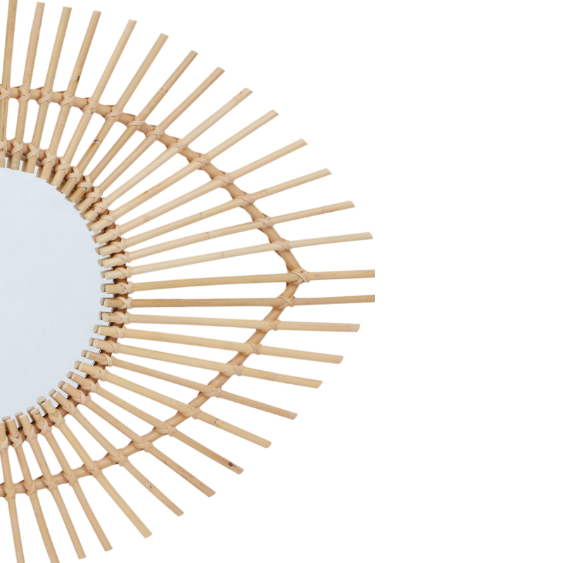 Calla Eye Shape Natural Rattan Wall Mirror