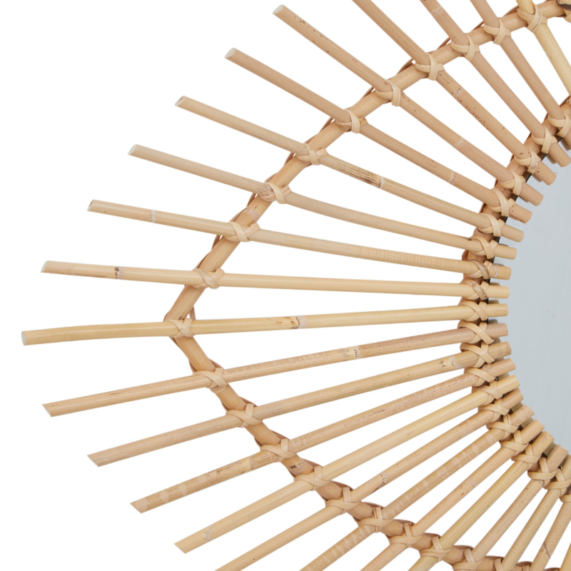 Calla Eye Shape Natural Rattan Wall Mirror