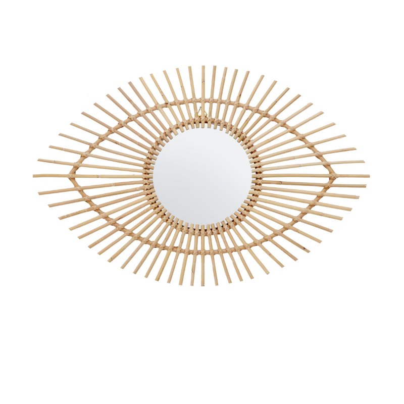 Calla Eye Shape Natural Rattan Wall Mirror