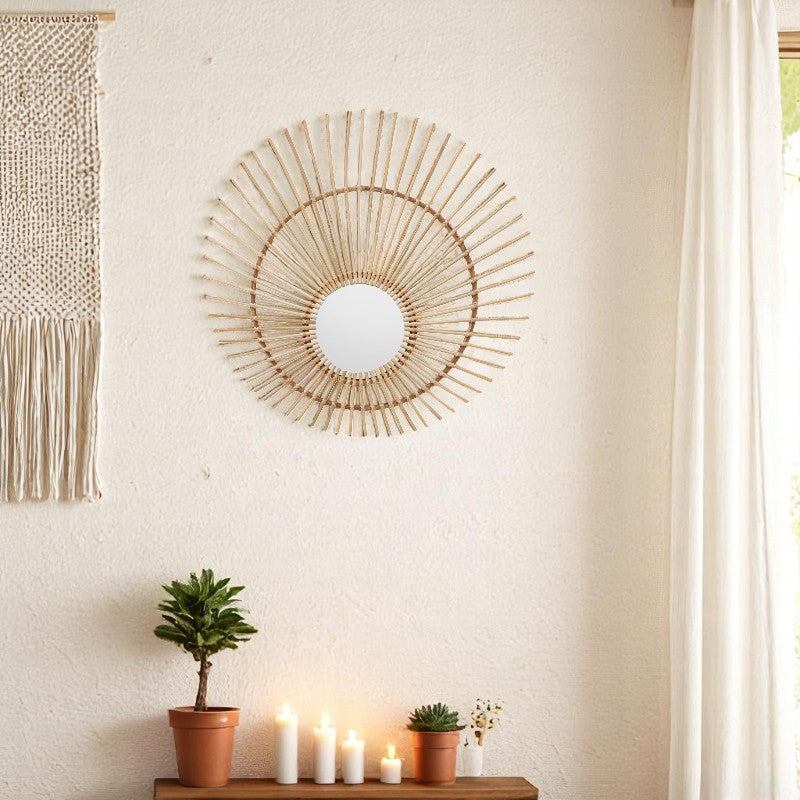 Calla Round Natural Rattan Wall Mirror