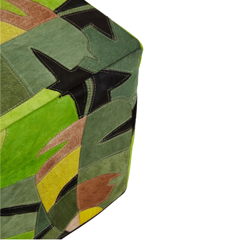 Deema Botanical Leather Pouffe