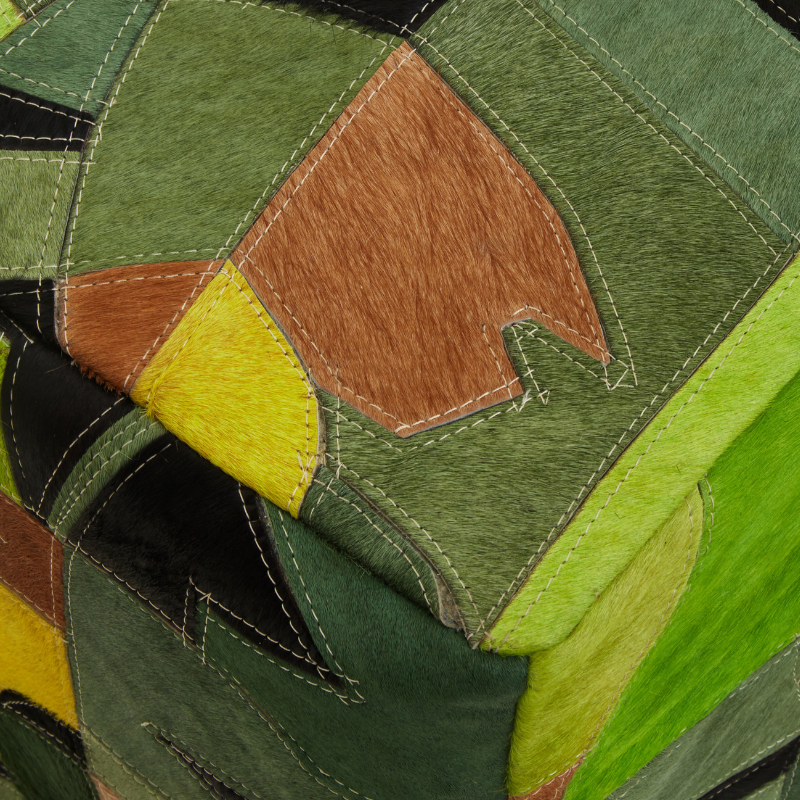 Deema Botanical Leather Pouffe