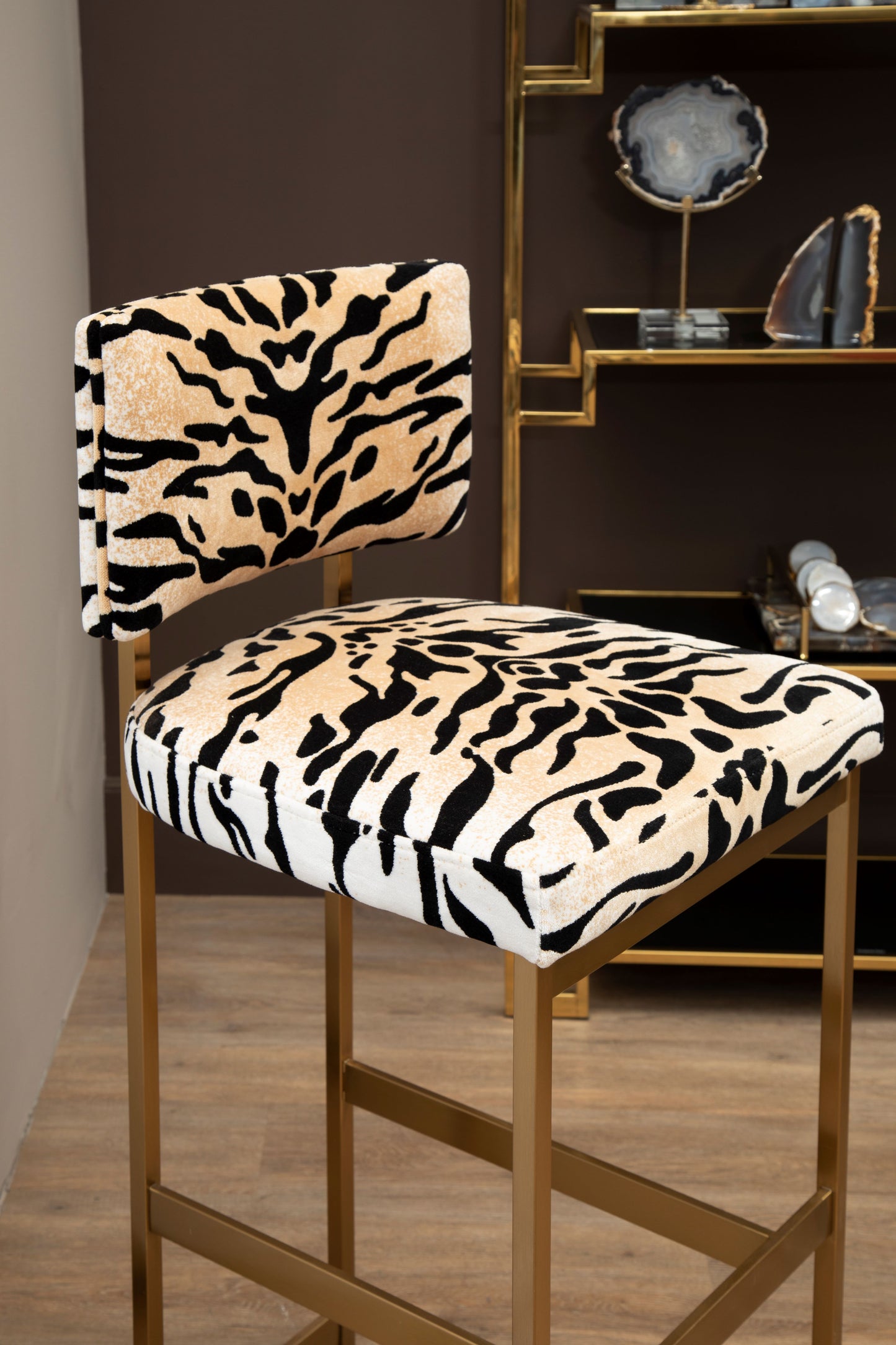 Nyla Tiger Print Bar Stool