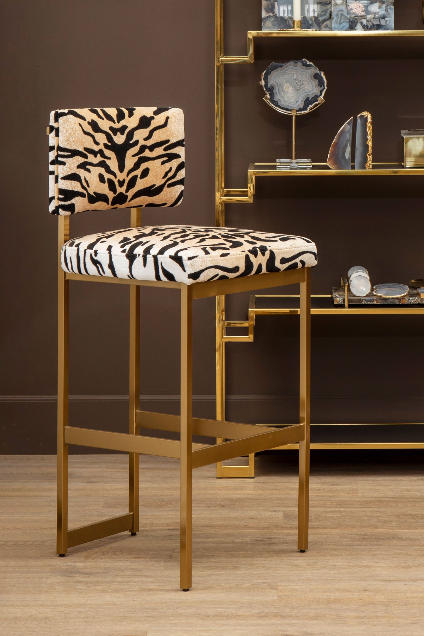 Nyla Tiger Print Bar Stool