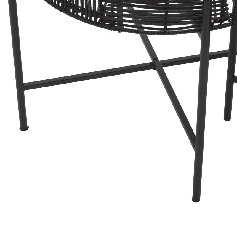 Rylee Set of 2 Black Rattan Side Table