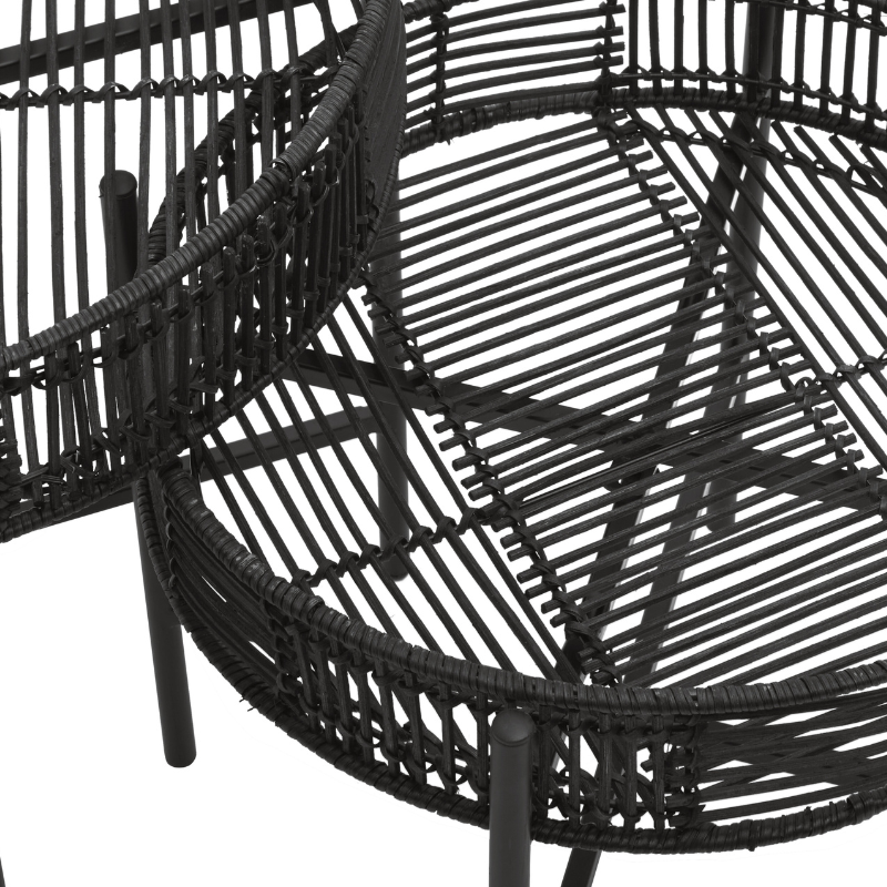 Rylee Set of 2 Black Rattan Side Table