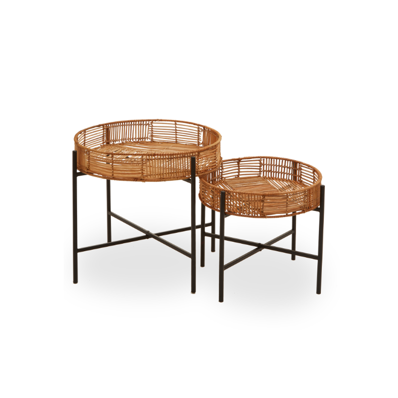 Rylee Set of 2 Natural Rattan Side Table