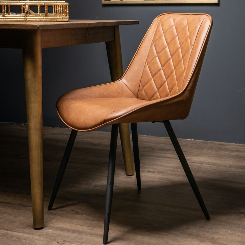 York Tan Leather Dining Chair